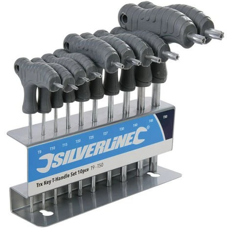 SILVERLINE JEU DE 10 CLES POIGNEES TORX DE T9,T10, T15, T20, T25, T27, T30, T40, T45 Et T50 3 SILVERLINE JEU DE 10 CLES POIGNEES TORX DE T9,T10, T15, T20, T25, T27, T30, T40, T45 Et T50