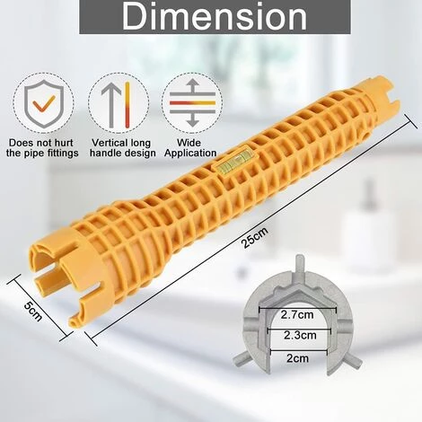 TINOR Clé Robinet En Nylon Renforcé Et Alliage D'Aluminium Cle A Tube Mitigeur Multifonctionnel Clé De Lavabo Anti-dérapant Facile à Utiliser Pour Maison Cuisine Salle De Bain Lavabo - Orange 7 TINOR Clé Robinet En Nylon Renforcé Et Alliage D'Aluminium Cle A Tube Mitigeur Multifonctionnel Clé De Lavabo Anti-dérapant Facile à Utiliser Pour Maison Cuisine Salle De Bain Lavabo - Orange – Image 5