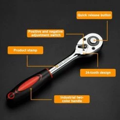 FLYME Jeu De Clés à Douilles, 3PC 1/4", 3/8", 1/2" Outil De Clé à Cliquet Professionnel Avec Prise En Main Coussinée, Douille De Verrouillage à Levier Rapide, Réparation Universelle De Meubles Et De Voitures (rouge) 10 FLYME Jeu De Clés à Douilles, 3PC 1/4", 3/8", 1/2" Outil De Clé à Cliquet Professionnel Avec Prise En Main Coussinée, Douille De Verrouillage à Levier Rapide, Réparation Universelle De Meubles Et De Voitures (rouge) -Clés et douilles Soldes 56628162 4