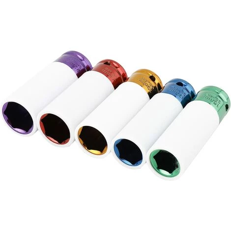 ABCRITAL 5 Pièces Embouts Clé Pour Les Jantes Drive Métrique Extra À Paroi Mince De Roue Taille 5, 15, 17, 19, 21, 22 Mm 4 ABCRITAL 5 Pièces Embouts Clé Pour Les Jantes Drive Métrique Extra À Paroi Mince De Roue Taille 5, 15, 17, 19, 21, 22 Mm – Image 2