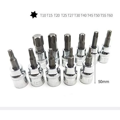 ABCRITAL 34 Pièces Coffret De Douille Torx, Douille Pour Vis Torx Mâles Et Femelles /Clé Douille Intérieur Extérieur 3/8" E4-E20 T10-T55, 5/16"T10-T60 4 ABCRITAL 34 Pièces Coffret De Douille Torx, Douille Pour Vis Torx Mâles Et Femelles /Clé Douille Intérieur Extérieur 3/8" E4-E20 T10-T55, 5/16"T10-T60 – Image 2