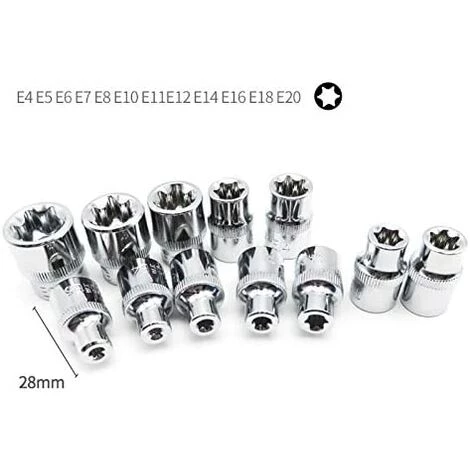 ABCRITAL 34 Pièces Coffret De Douille Torx, Douille Pour Vis Torx Mâles Et Femelles /Clé Douille Intérieur Extérieur 3/8" E4-E20 T10-T55, 5/16"T10-T60 5 ABCRITAL 34 Pièces Coffret De Douille Torx, Douille Pour Vis Torx Mâles Et Femelles /Clé Douille Intérieur Extérieur 3/8" E4-E20 T10-T55, 5/16"T10-T60 – Image 3