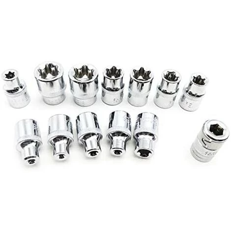 ABCRITAL 34 Pièces Coffret De Douille Torx, Douille Pour Vis Torx Mâles Et Femelles /Clé Douille Intérieur Extérieur 3/8" E4-E20 T10-T55, 5/16"T10-T60 6 ABCRITAL 34 Pièces Coffret De Douille Torx, Douille Pour Vis Torx Mâles Et Femelles /Clé Douille Intérieur Extérieur 3/8" E4-E20 T10-T55, 5/16"T10-T60 – Image 4