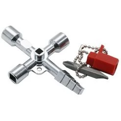 AOUGO 1 Pièce Clé Triangulaire D'armoire De Commande électrique Multifonctionnelle De Style Pagode à Quatre Têtes, Clé De Trou Carré De Valve De Compteur D'eau D'ascenseur