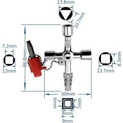AOUGO 1 Pièce Clé Triangulaire D'armoire De Commande électrique Multifonctionnelle De Style Pagode à Quatre Têtes, Clé De Trou Carré De Valve De Compteur D'eau D'ascenseur -Clés et douilles Soldes 59991956 3