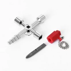 AOUGO 1 Pièce Clé Triangulaire D'armoire De Commande électrique Multifonctionnelle De Style Pagode à Quatre Têtes, Clé De Trou Carré De Valve De Compteur D'eau D'ascenseur -Clés et douilles Soldes 59991956 5