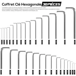 AOUGO Jeu De 30 Clés Allen, 15 Clés Allen Courtes 0,7-10 Mm, 15 Clés Allen Longues Mates 0,028-3/8" 9 AOUGO Jeu De 30 Clés Allen, 15 Clés Allen Courtes 0,7-10 Mm, 15 Clés Allen Longues Mates 0,028-3/8" -Clés et douilles Soldes 59992026 3