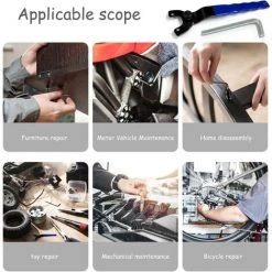 AOUGO Clé à Molette, Clé à Broche, écrou De Blocage, Clé à Meuler, Poignée Revêtue De Plastique Antidérapante -Clés et douilles Soldes 59992115 5