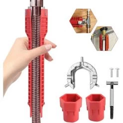 STARLIGHT SL.GT Clé Multifonction 8 En 1 Pour Robinet D'évier, Clé Robinet En Alliage D'Aluminium,rouge