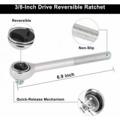 PREMIER Jeu De Clés à Douille, 39 Pièces, Jeu De Clés à Douille à Cliquet, Kit D'outils à Douille Hexagonale SAE/métrique (1/4" Et 3/8") 7 PREMIER Jeu De Clés à Douille, 39 Pièces, Jeu De Clés à Douille à Cliquet, Kit D'outils à Douille Hexagonale SAE/métrique (1/4" Et 3/8") -Clés et douilles Soldes 60540463 3