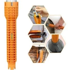 EINEMGELD Clé Robinet En Alliage D'Aluminium Cle Serrage Robinet Cle A Lavabo Clé Mitigeur Multifonctionnel Anti-dérapant Facile à Utiliser Pour Maison Cuisine Salle De Bain Mitigeur Evier - Orange