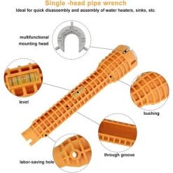 EINEMGELD Clé Robinet En Alliage D'Aluminium Cle Serrage Robinet Cle A Lavabo Clé Mitigeur Multifonctionnel Anti-dérapant Facile à Utiliser Pour Maison Cuisine Salle De Bain Mitigeur Evier - Orange -Clés et douilles Soldes 62317879 3