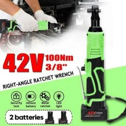 Kit De Tournevis électrique 12V/42V 65/100n.m Cliquet à Angle Droit Sans Fil Avec 1/2 Piles 3/8 "-Ksize THSINDE