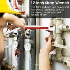 PREMIER Clé à Sangle Réglable Clé A Sangle Filtre à Huile Universel Poignée Antidérapante De 30cm Bracelet 85cm Clef à Sangle Durable Facile A Utiliser Pour Filtres à Huile Tuyaux D'Arrosage Robinet，rouge, Une Pièce -Clés et douilles Soldes 64999343 3