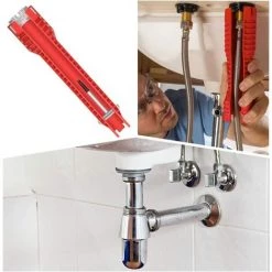 OSQI Clé De Robinet Multifonction 8 En 1 Installateur De Robinet D'évier Et Outil D'installation D'évier Pour Cuvette De Toilette/évier/salle De Bain/cuisine Plomberie -Clés et douilles Soldes 65503931 5