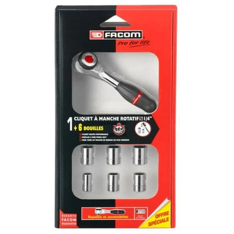 Cliquet 3/8 A Manche Rotatif 360° FACOM - J.360PACKPB (Livré Avec 7 Douilles) 3 Cliquet 3/8 A Manche Rotatif 360° FACOM - J.360PACKPB (Livré Avec 7 Douilles)