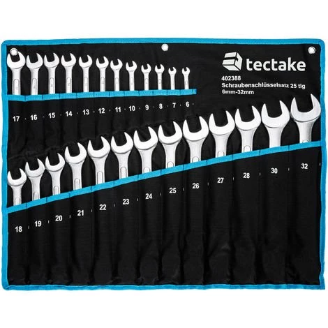 TECTAKE 25 Clès Mixtes En Acier Carbone 6 Mm - 32 Mm + 1 Trousse De Rangement Noir Bleu - Noir/bleu 4 TECTAKE 25 Clès Mixtes En Acier Carbone 6 Mm - 32 Mm + 1 Trousse De Rangement Noir Bleu - Noir/bleu – Image 2