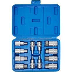 TECTAKE Coffret à Outils 12 Douilles Mâles Pour Clé à Cliquet En Acier Chrome Vanadium - Bleu -Clés et douilles Soldes 7514586 3