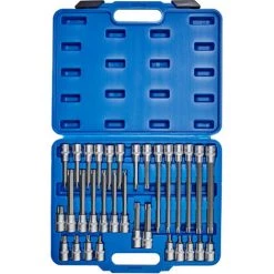 TECTAKE Coffret à Outils 32 Pièces Rallonge Pour Clé à Douille Torx En Acier Chrome Vanadium - Bleu 8 TECTAKE Coffret à Outils 32 Pièces Rallonge Pour Clé à Douille Torx En Acier Chrome Vanadium - Bleu -Clés et douilles Soldes 7514589 3