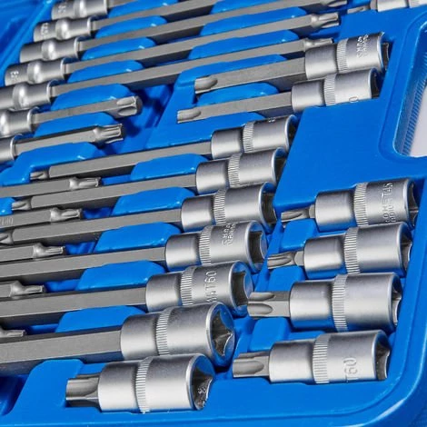 TECTAKE Coffret à Outils 32 Pièces Rallonge Pour Clé à Douille Torx En Acier Chrome Vanadium - Bleu 6 TECTAKE Coffret à Outils 32 Pièces Rallonge Pour Clé à Douille Torx En Acier Chrome Vanadium - Bleu – Image 4