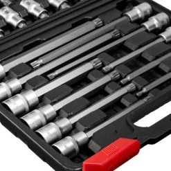 TECTAKE Coffret à Outils 26 Pièces Embouts à Rallonge 12 Pans Mâle En Acier Chrome Vanadium - Noir/rouge -Clés et douilles Soldes 7514590 4