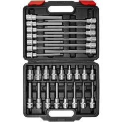 TECTAKE Coffret 30 Douilles Mâles Longues Et Courtes Pour Clé à Cliquet En Acier Chrome Vanadium - Noir/rouge -Clés et douilles Soldes 7514591 3