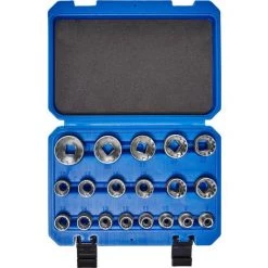 TECTAKE Coffret 19 Douilles Multi Empreintes Pour Clé à Cliquet En Acier Chrome Vanadium - Bleu -Clés et douilles Soldes 7514592 3