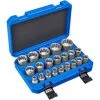 TECTAKE Coffret à Outils 21 Pièces Douilles Femelles 12 Pans En Acier Chrome Vanadium - Bleu