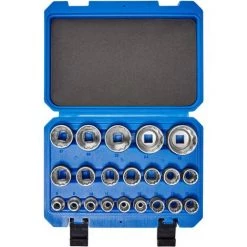 TECTAKE Coffret à Outils 21 Pièces Douilles Femelles 12 Pans En Acier Chrome Vanadium - Bleu -Clés et douilles Soldes 7514593 3