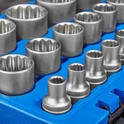 TECTAKE Coffret à Outils 21 Pièces Douilles Femelles 12 Pans En Acier Chrome Vanadium - Bleu -Clés et douilles Soldes 7514593 4