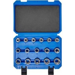TECTAKE Coffret à Outils 16 Pièces Douille Femelle 12 Pans En Acier Chrome Vanadium - Bleu -Clés et douilles Soldes 7514594 3