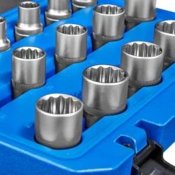 TECTAKE Coffret à Outils 16 Pièces Douille Femelle 12 Pans En Acier Chrome Vanadium - Bleu -Clés et douilles Soldes 7514594 4
