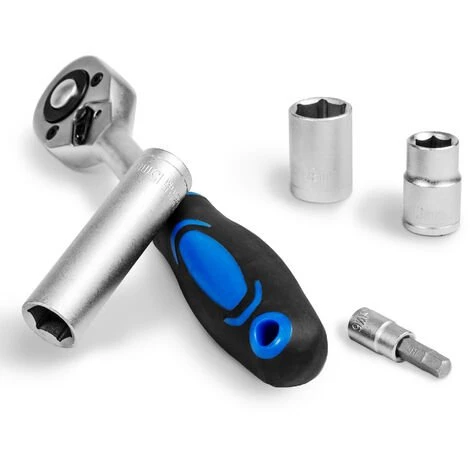 TECTAKE Boite à Outils 94 Pièces (Clès à Cliquet + Douilles) En Acier Chrome Vanadium Bleu - Noir 7 TECTAKE Boite à Outils 94 Pièces (Clès à Cliquet + Douilles) En Acier Chrome Vanadium Bleu - Noir – Image 5
