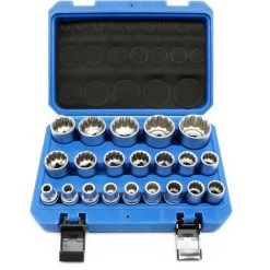 WILTEC Coffret Jeu De Douilles 1/2" (12,7mm) 21-pcs Douze Pans 8-36mm Cannelure Embouts Clé Dynamométrique -Clés et douilles Soldes 7968336 3