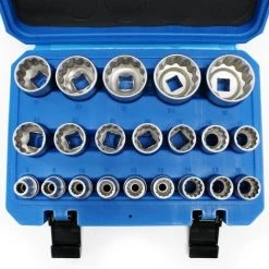 WILTEC Coffret Jeu De Douilles 1/2" (12,7mm) 21-pcs Douze Pans 8-36mm Cannelure Embouts Clé Dynamométrique -Clés et douilles Soldes 7968336 4