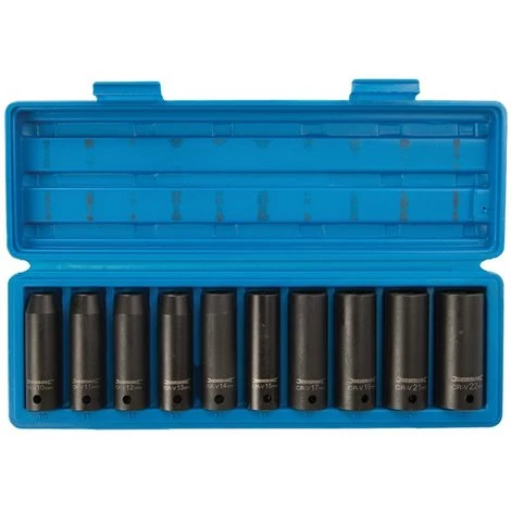 SILVERLINE Jeu De 10 Douilles Impact Métriques 1/2'' Profondes à Entraînement 6 Pointes - 10 - 22 Mm 4 SILVERLINE Jeu De 10 Douilles Impact Métriques 1/2'' Profondes à Entraînement 6 Pointes - 10 - 22 Mm – Image 2