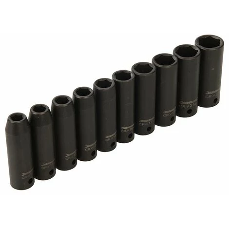 SILVERLINE Jeu De 10 Douilles Impact Métriques 1/2'' Profondes à Entraînement 6 Pointes - 10 - 22 Mm 5 SILVERLINE Jeu De 10 Douilles Impact Métriques 1/2'' Profondes à Entraînement 6 Pointes - 10 - 22 Mm – Image 3