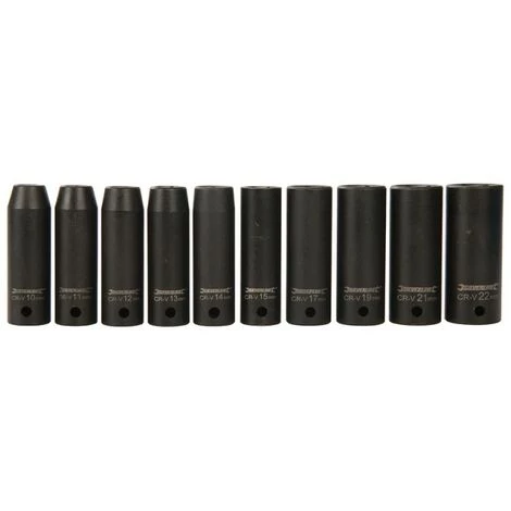 SILVERLINE Jeu De 10 Douilles Impact Métriques 1/2'' Profondes à Entraînement 6 Pointes - 10 - 22 Mm 6 SILVERLINE Jeu De 10 Douilles Impact Métriques 1/2'' Profondes à Entraînement 6 Pointes - 10 - 22 Mm – Image 4