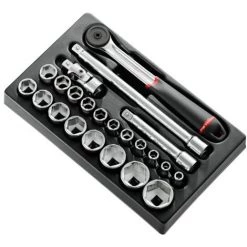 Module 23 Pièces Cliquet Douilles 1/2 6 Pans Métriques FACOM - MOD.S161-36PB